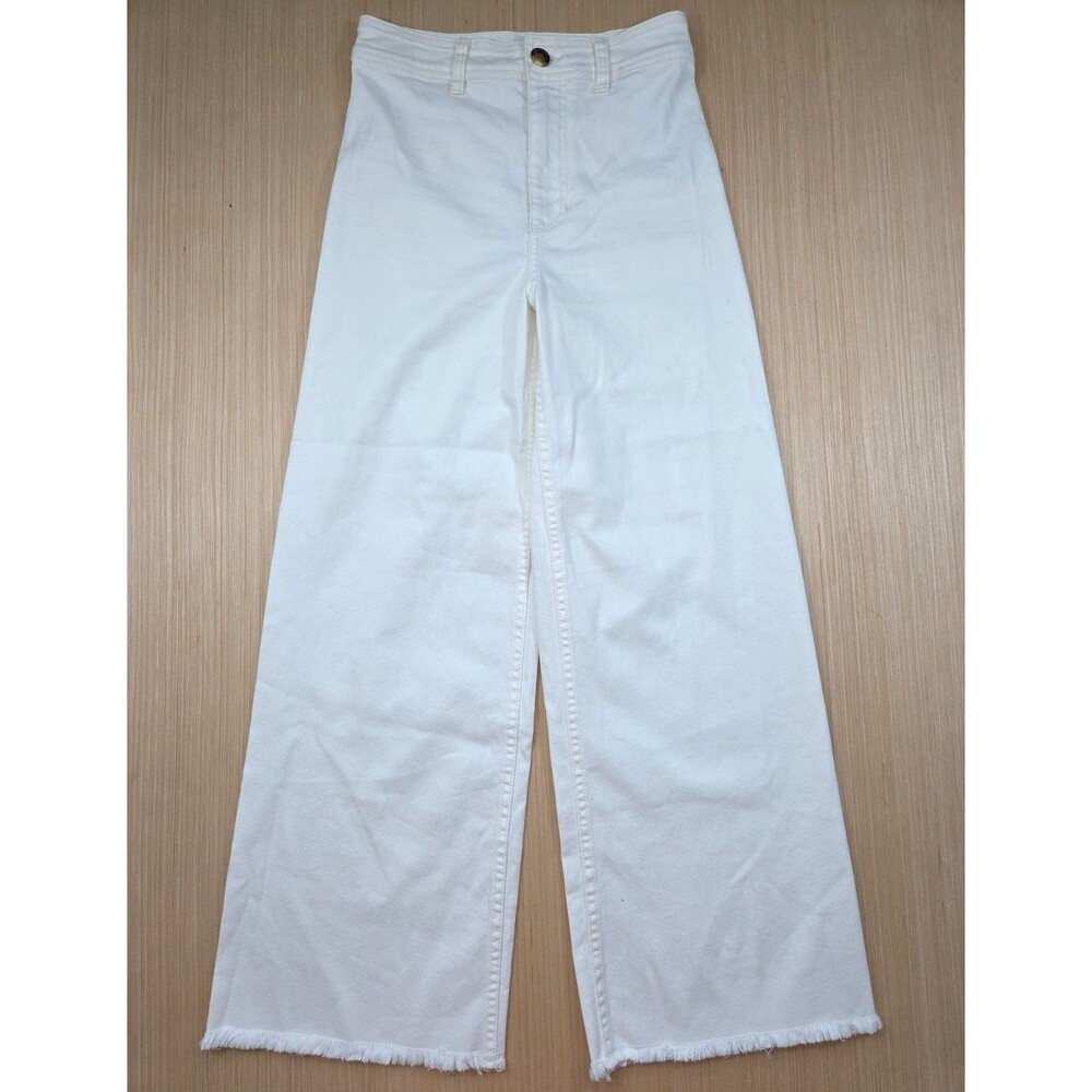 Billabong Free Fall Wide Leg Jeans Women's 25 White Raw Hem Coastal Denim Pants